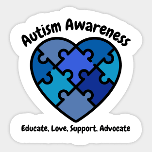 Autism Awareness Heart Puzzle Sticker